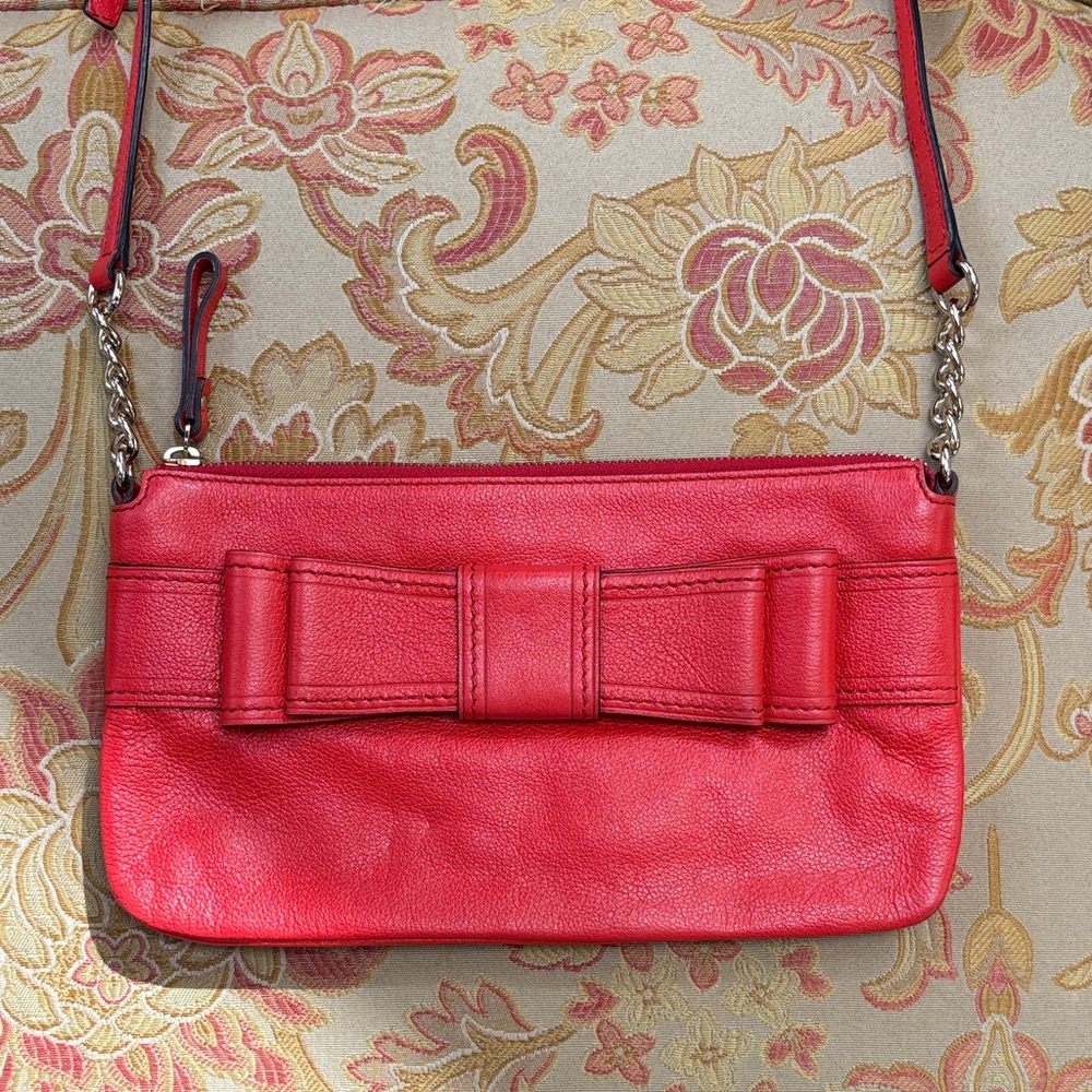 Kate Spade Red Leather Bow Crossbody Bag